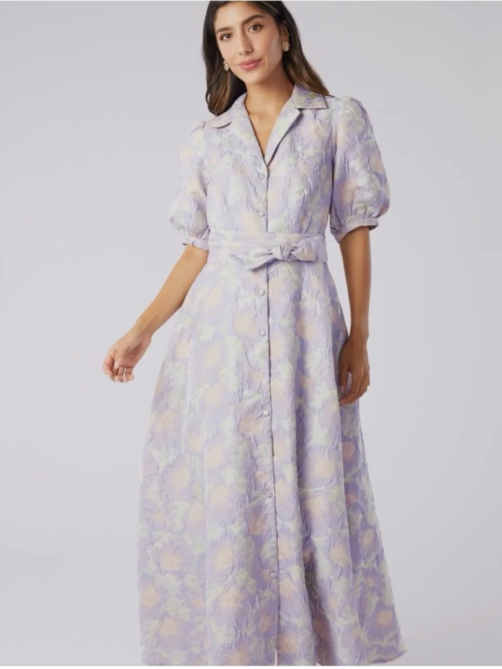 Alley Glass-Charlotte Gown-Lavender Puff-Sleeve Maxi Dress - Picture 2 of 9